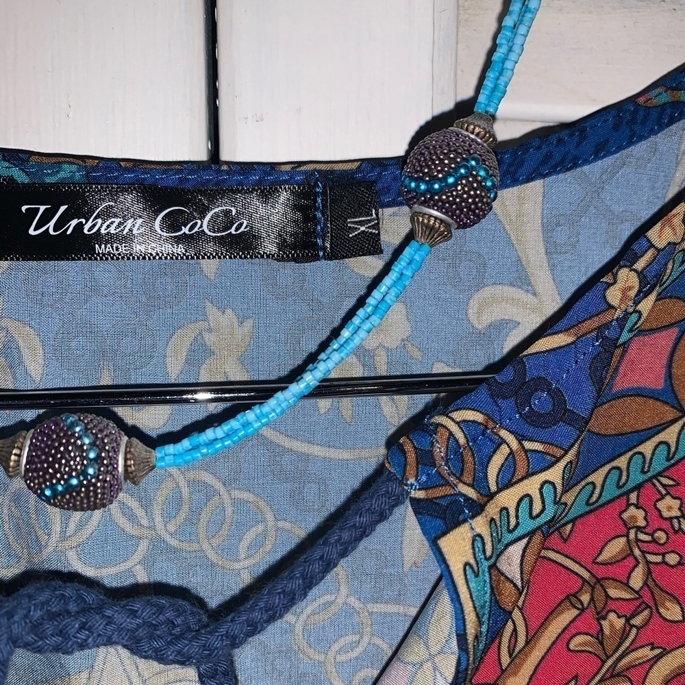 Colorful Urban Coco Boho Shift Dress 3/4 Sleeve Womens XL NWOT - Picture 4 of 5